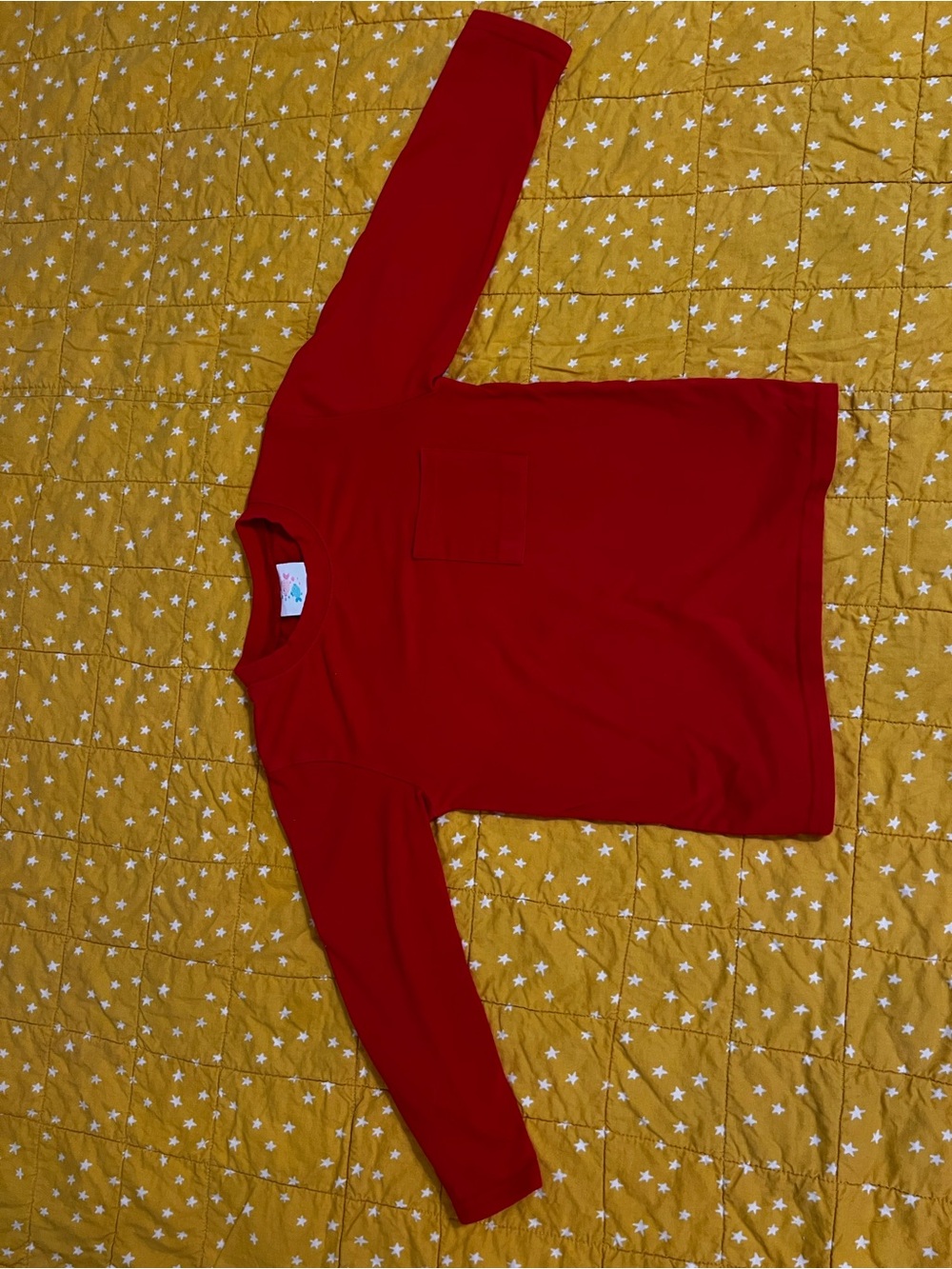 Stitchy Fish Long Sleeve Pocket Tee - Red